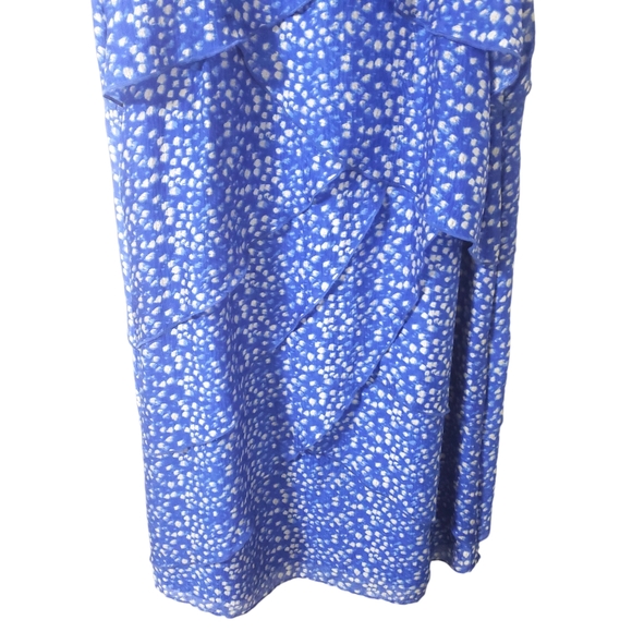 Ann Taylor Silk Chiffon Dress Fairy Polka Dot Ruffle Tiered Dainty Blue Size 14 - Picture 6 of 14